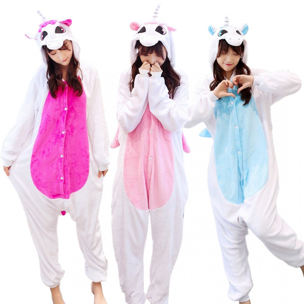 Rose & Blue & Pink Unicorn Onesie Pajamas Costume for Adult & Teens