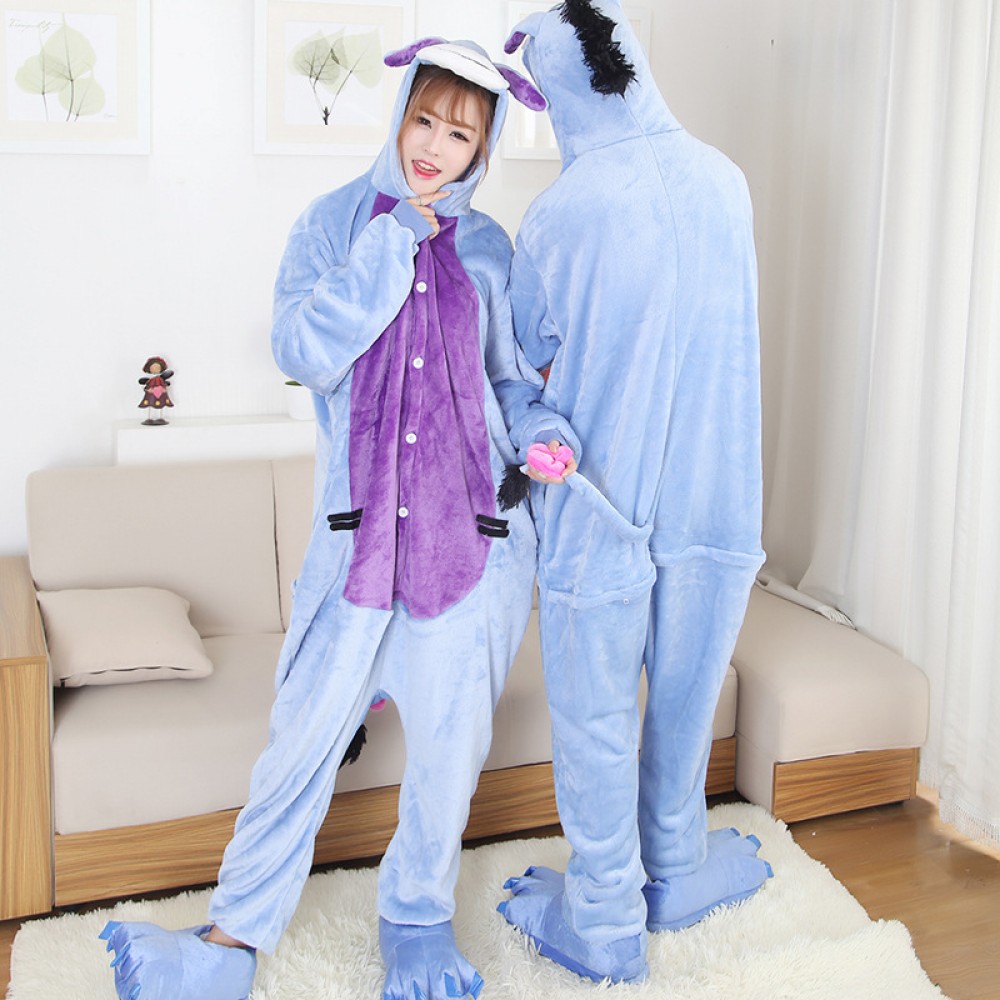 Eeyore Onesie Pajamas Costume for Couple Animal Onesies