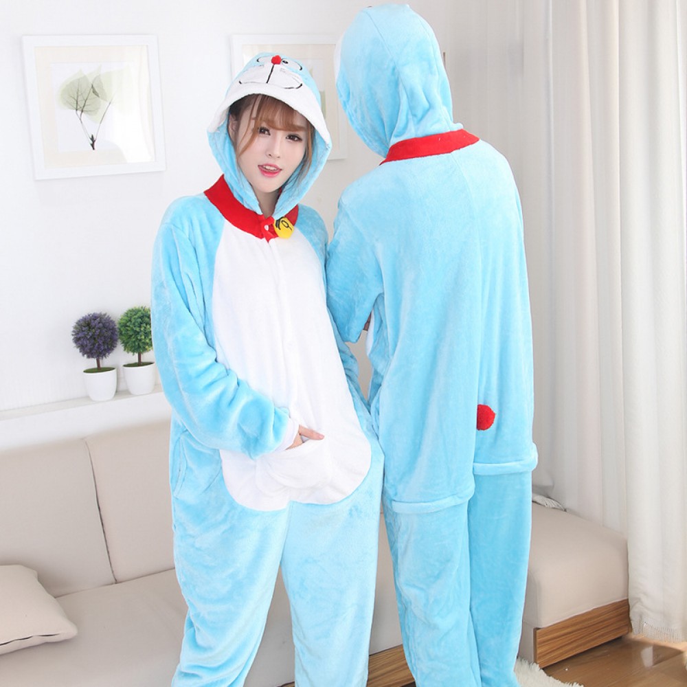 Doraemon Onesie Pajamas Costume for Couple Animal Onesies