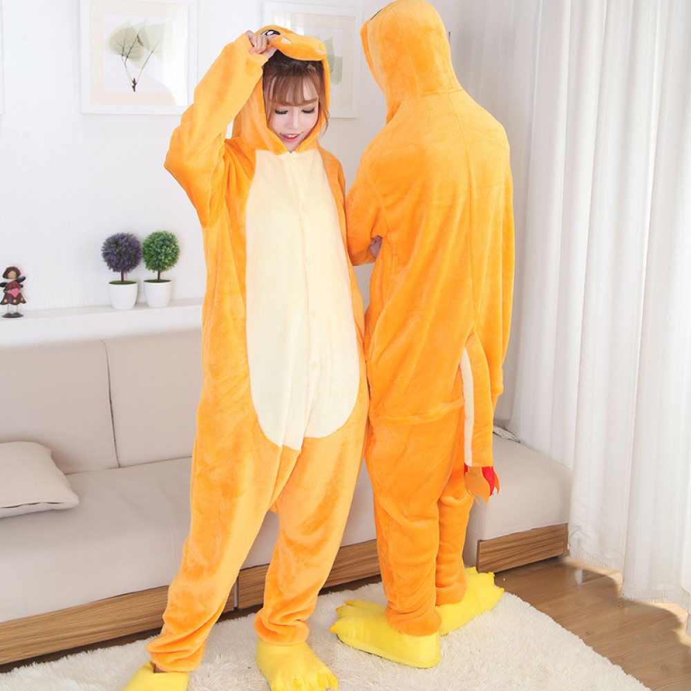 Charmander Onesie Pajamas Costume for Couple Animal Onesies