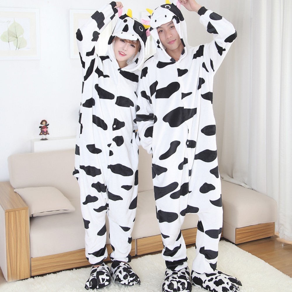 Cow Onesie Pajamas Costume for Couple Animal Onesies