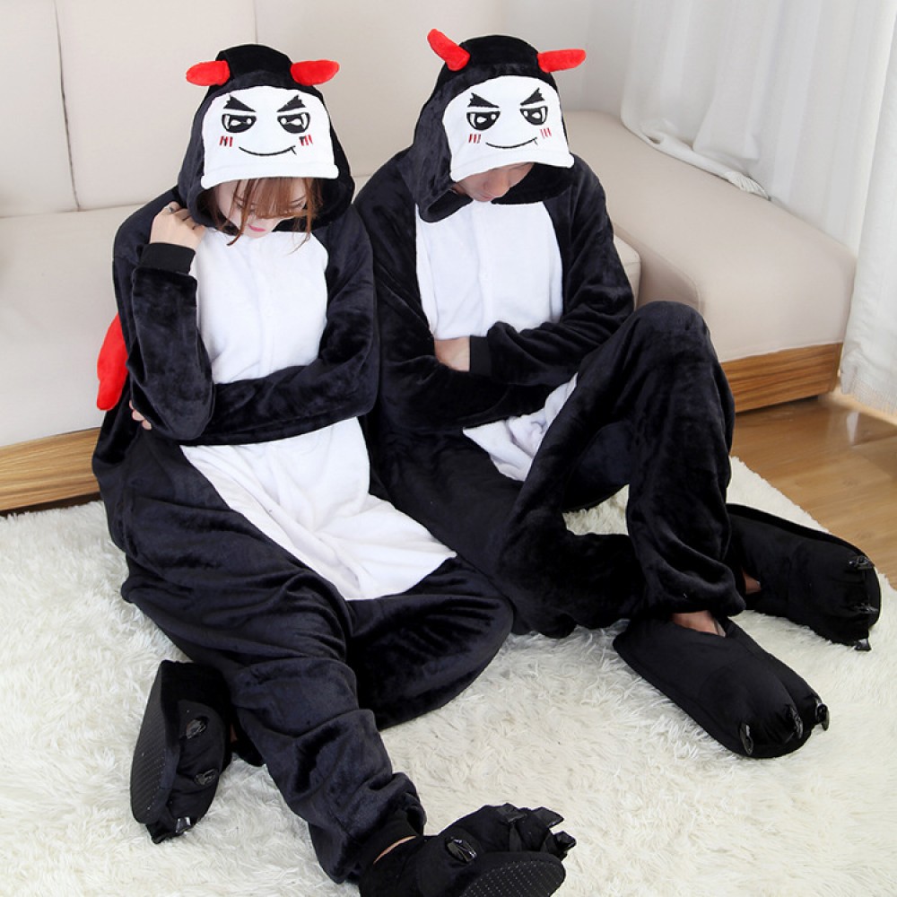 Devil Onesie Pajamas Costume for Couple Animal Onesies