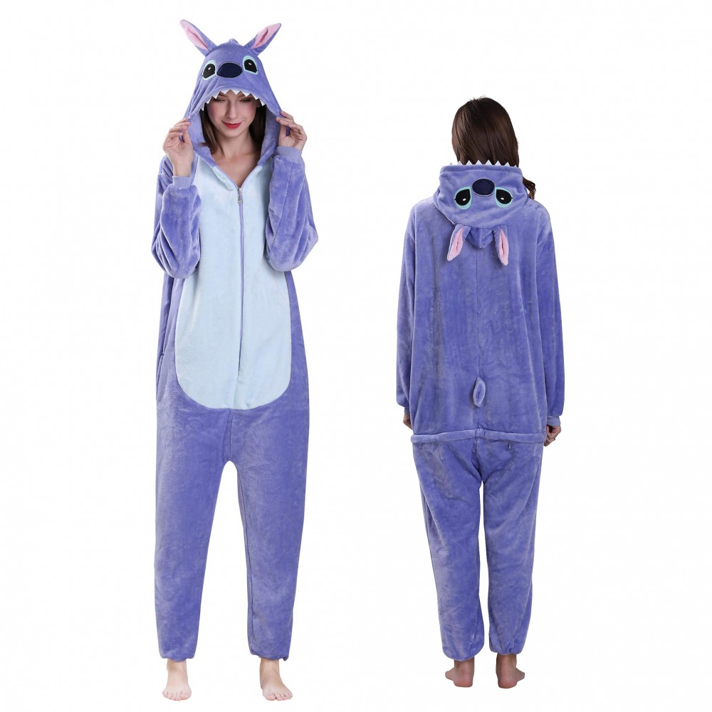 Zip up Stitch Onesie for Adult & Teens Couples Animal Onesies Halloween Costumes