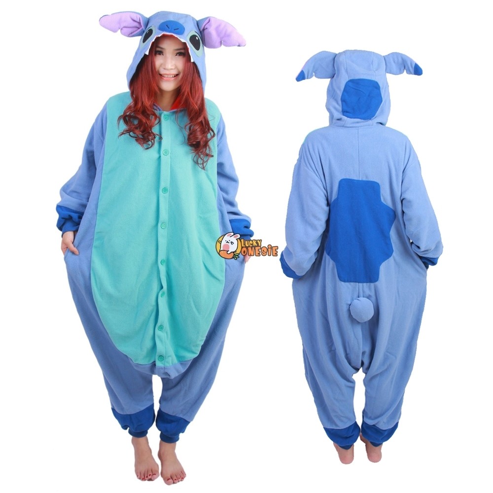 Stitch & Angel Onesie for Adult Kids Cute Couples Animal Onesies Halloween  Costumes 