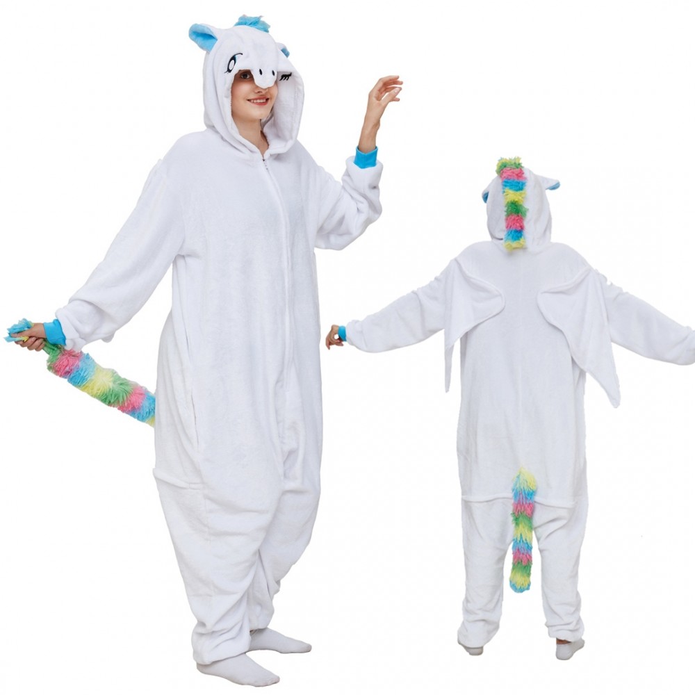 White Horse Onesie for Adult & Teens Flannel Zip up