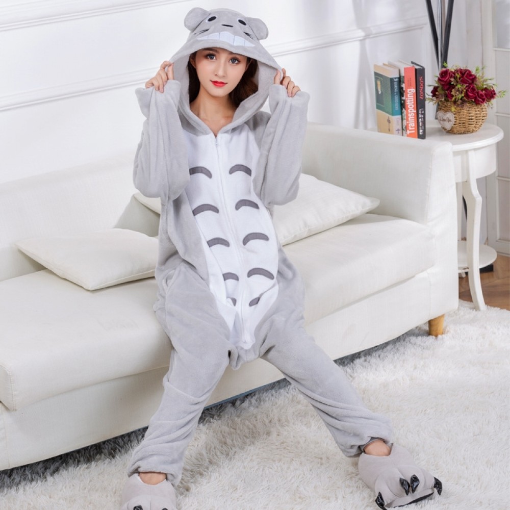 Totoro Onesie for Adults Animal Onesies Flannel Zip up