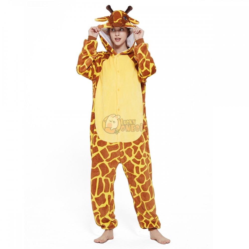 Giraffe Onesie Pajamas Womens & Mens Animal Onesies Halloween Costumes -  