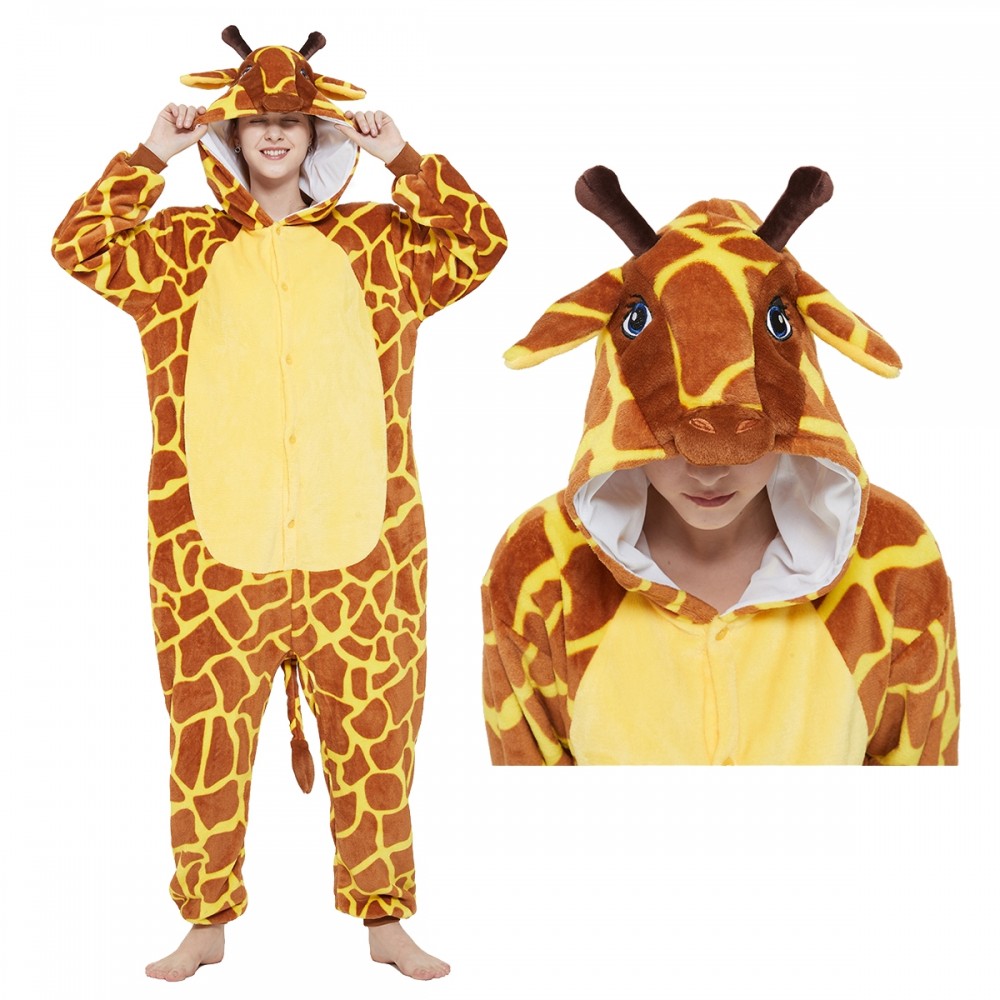 Giraffe Onesie Pajamas Womens & Mens Animal Onesies Halloween Costumes