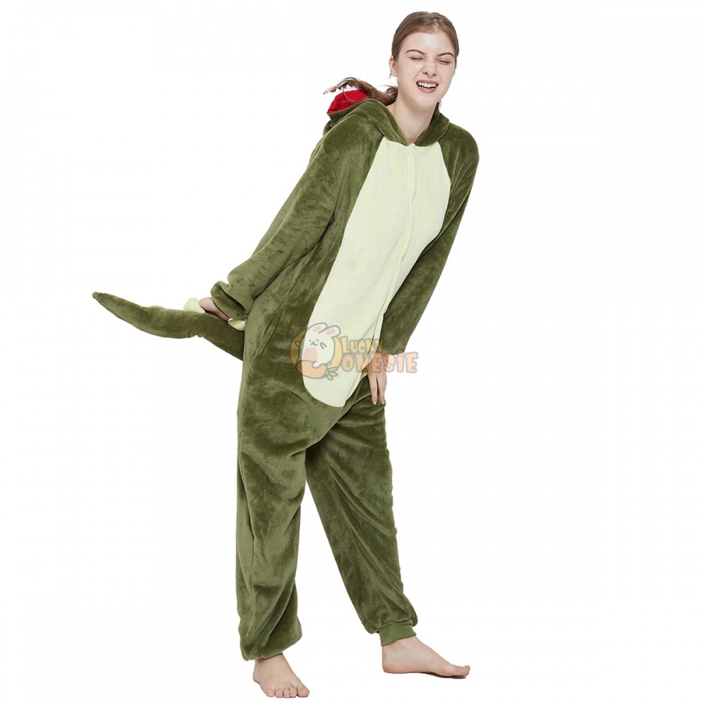 T Rex Dinosaur Onesie Adult Pajamas Womens & Mens Animal Onesies Halloween  Costumes