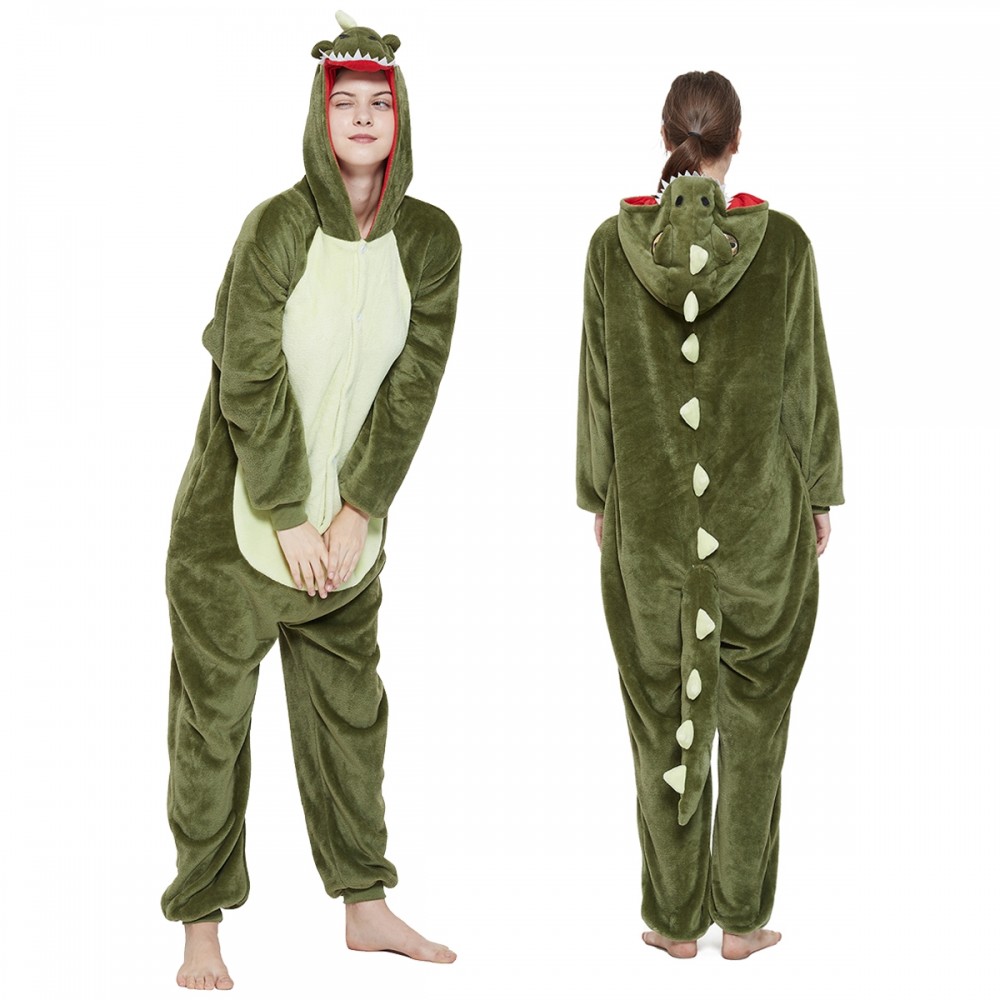 T Rex Dinosaur Onesie Adult Pajamas Womens & Mens Animal Onesies Halloween Costumes