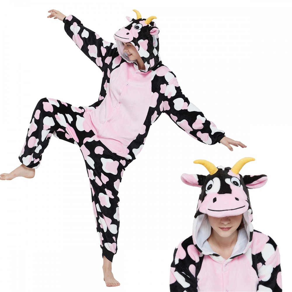 Cow Onesie Pajamas Womens & Mens Animal Onesies Halloween Costumes -  