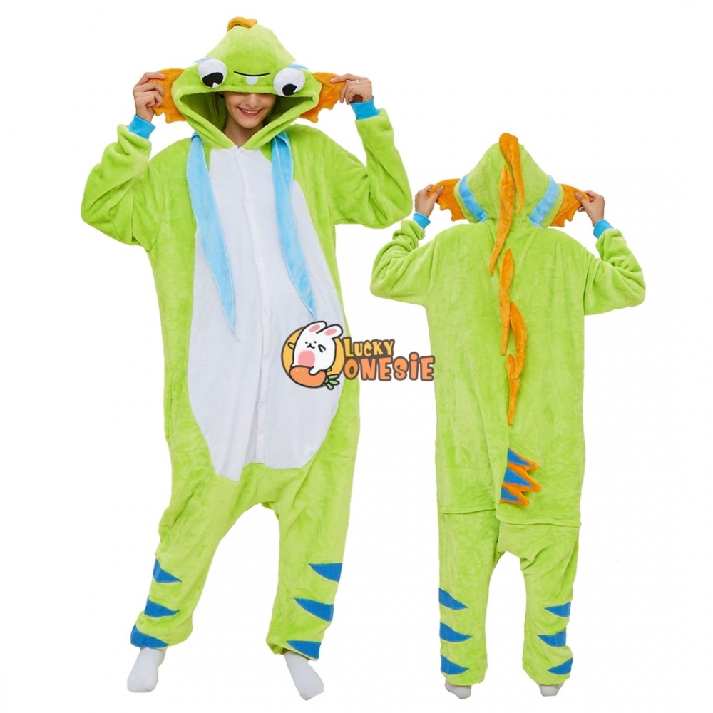 Green Murloc Onesie Pajamas for Adults Easy Halloween Costumes