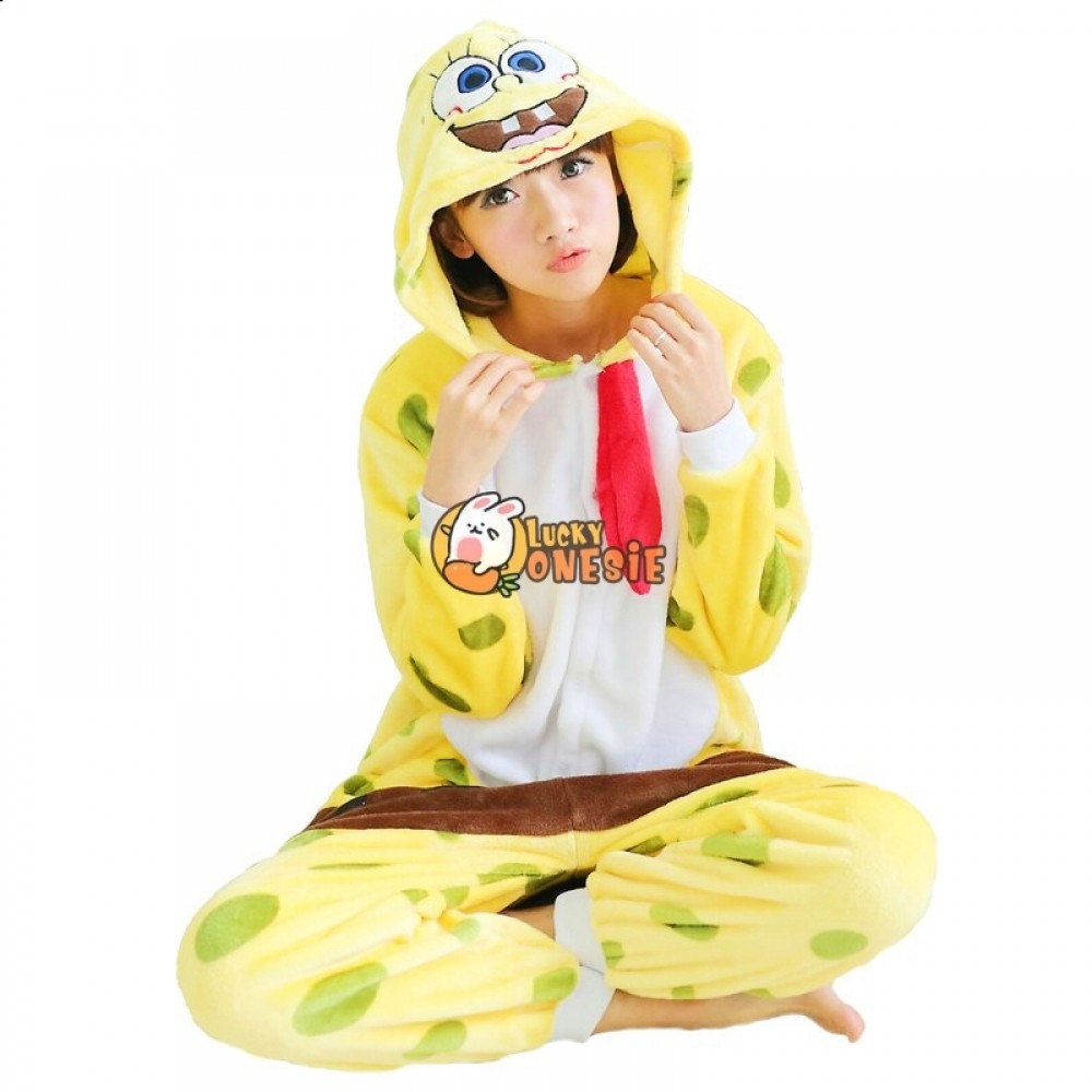 Unisex Spongebob Character Onesie Pajamas for Adults Easy Halloween Costumes