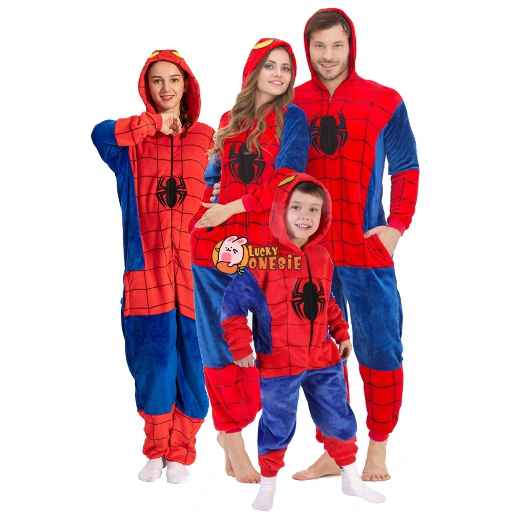 Spiderman Onesie Christmas Matching Family Couples Pajamas His and Her Pjs