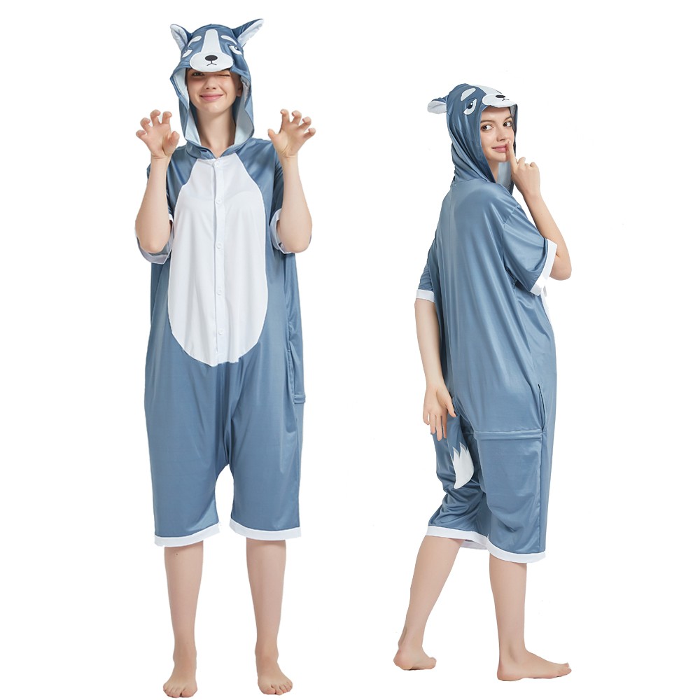 Husky Dog Onesie Pajamas for Adult Short Sleeve Summer