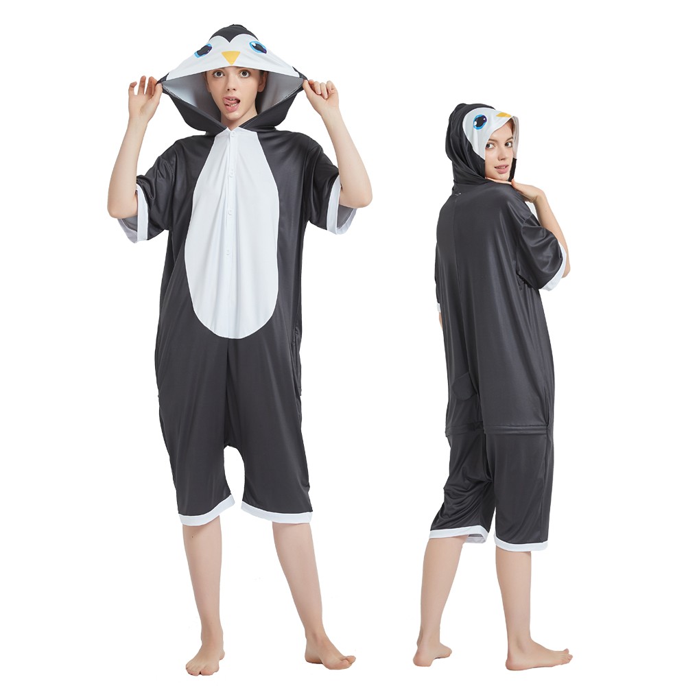 Penguin Onesie Pajamas for Adult Short Sleeve Summer