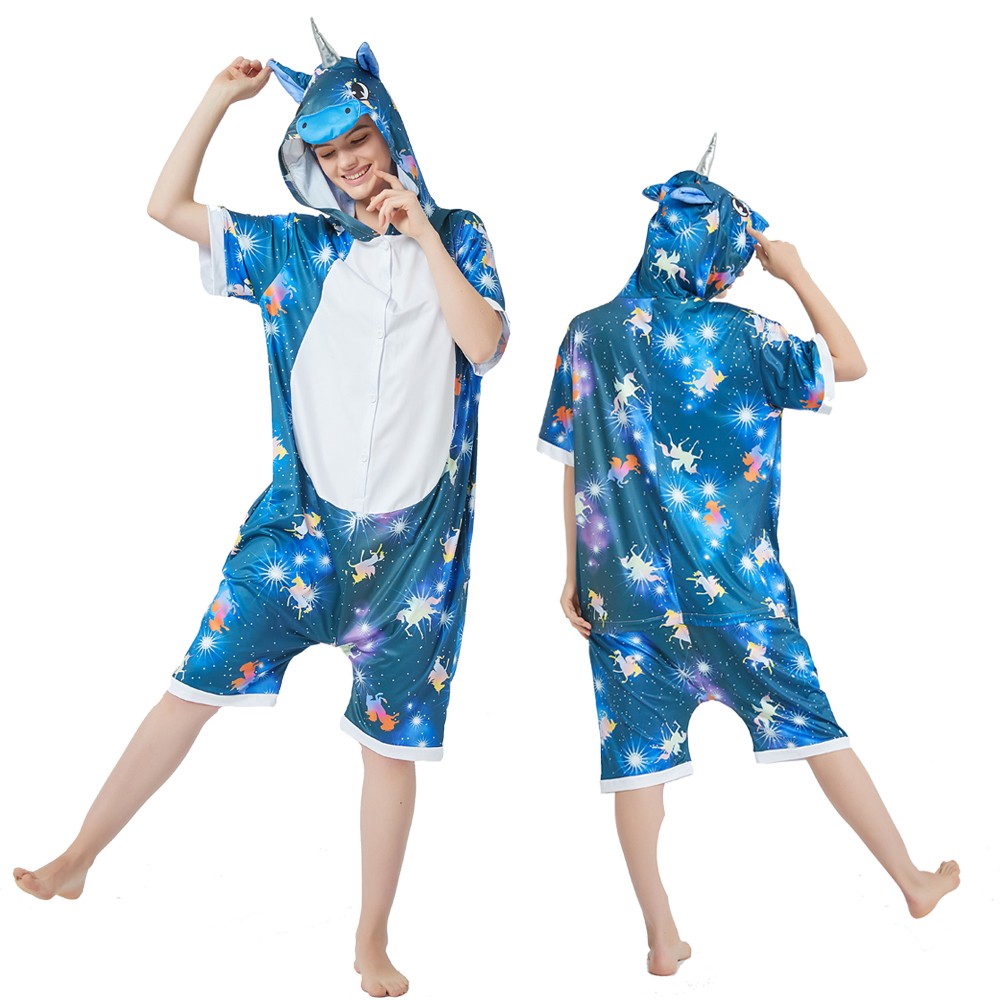 Nebula Unicorn Onesie Pajamas for Adult Short Sleeve Summer
