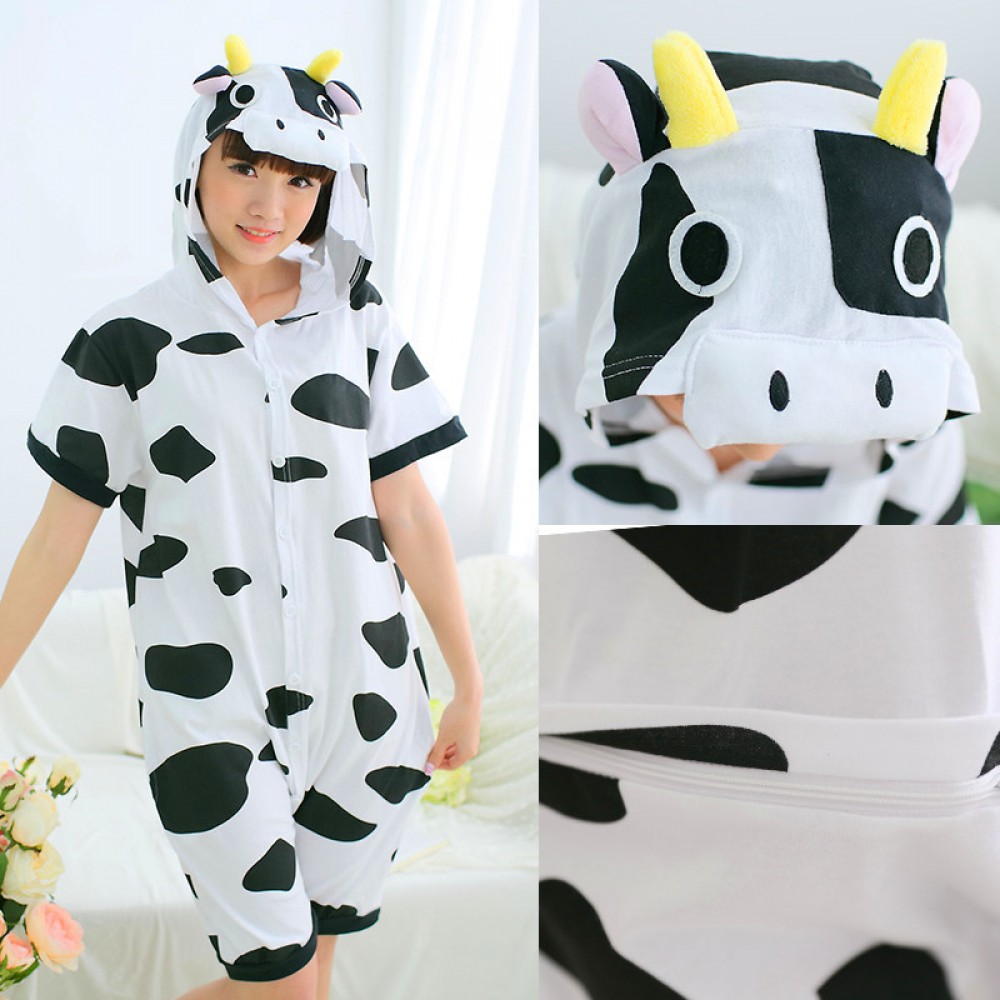 Cow Onesie Pajamas for Adult & Teens Short Sleeve Summer