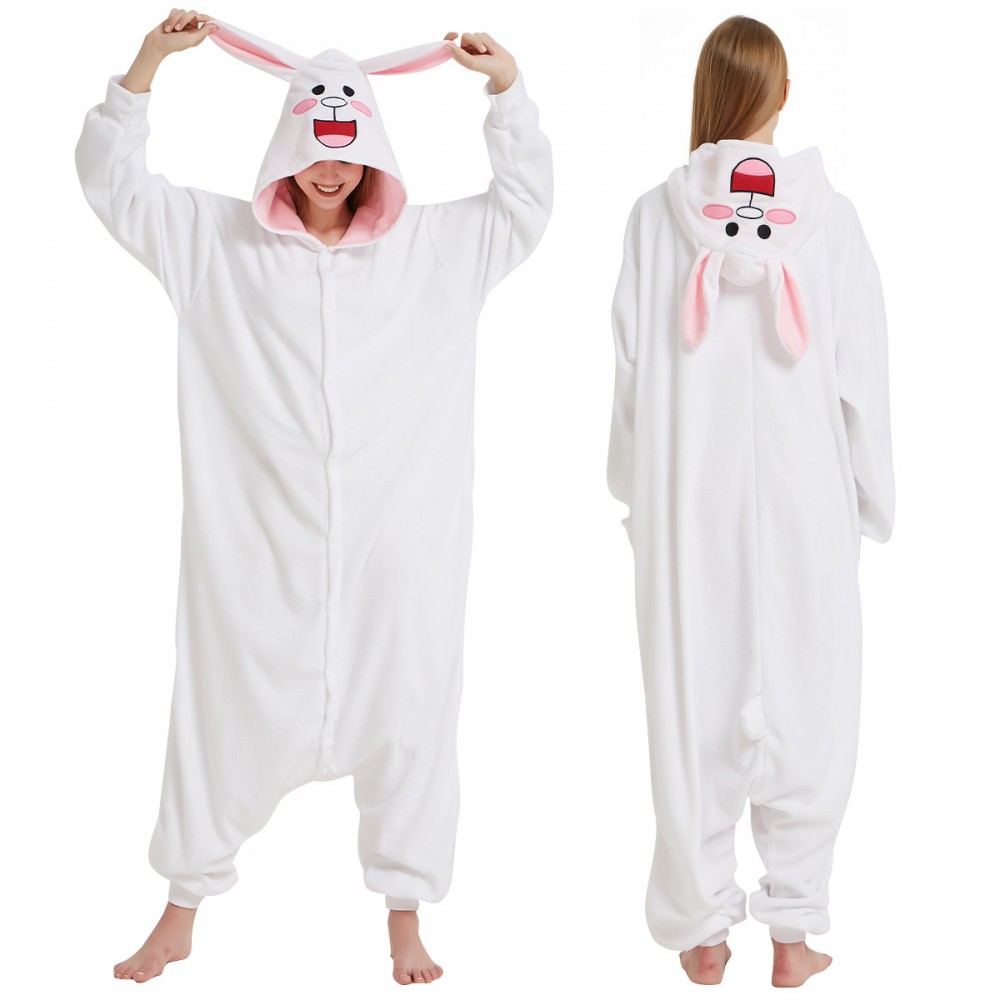 White Rabbit Onesie Pajamas for Adult & Teens Animal Onesies