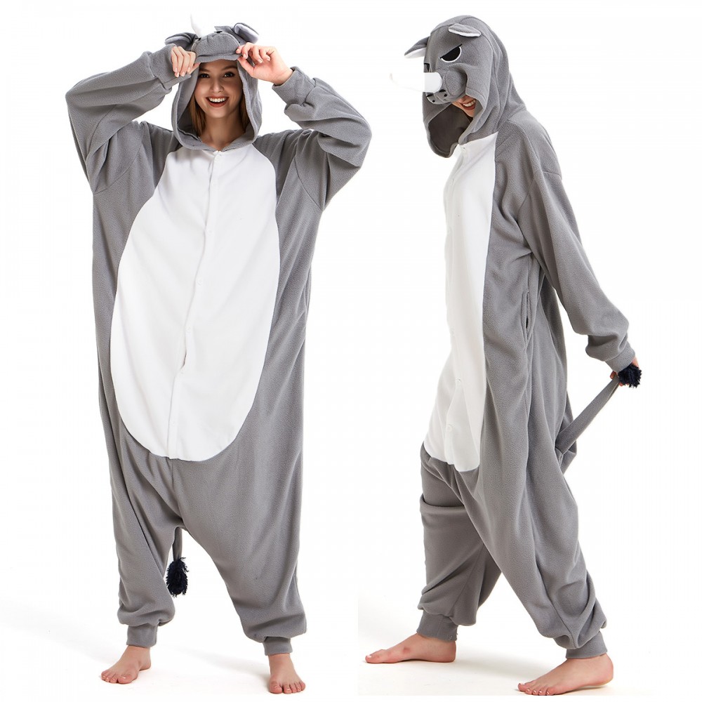 Rhinoceros Onesie Pajamas for Adult & Teens Animal Onesies