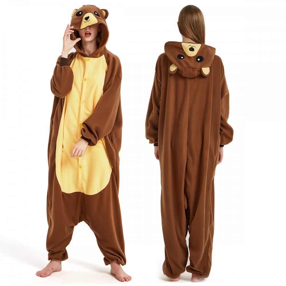 Brown Bear Onesie Pajamas for Adult & Teens Animal Onesies