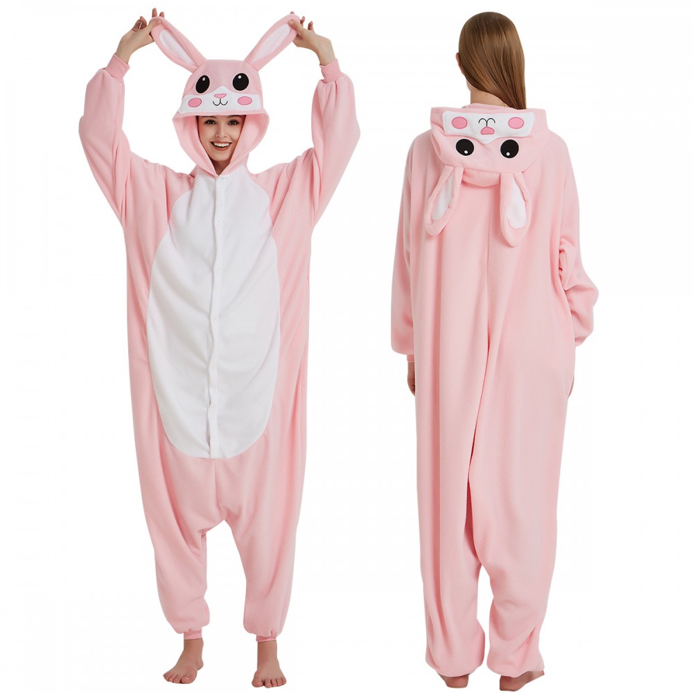 Pink Rabbit Onesie Pajamas for Adult & Teens Animal Onesies