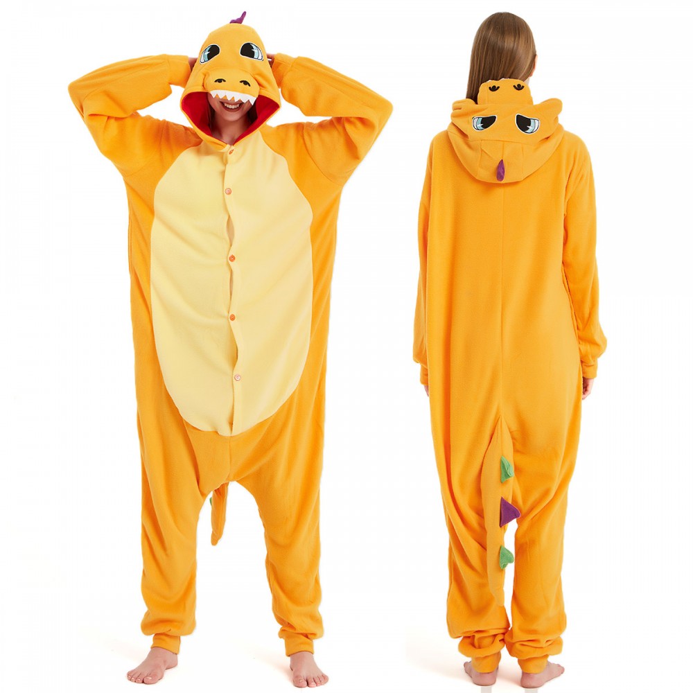 Orange Dinosaur Onesie Pajamas for Adult & Teens Animal Onesies