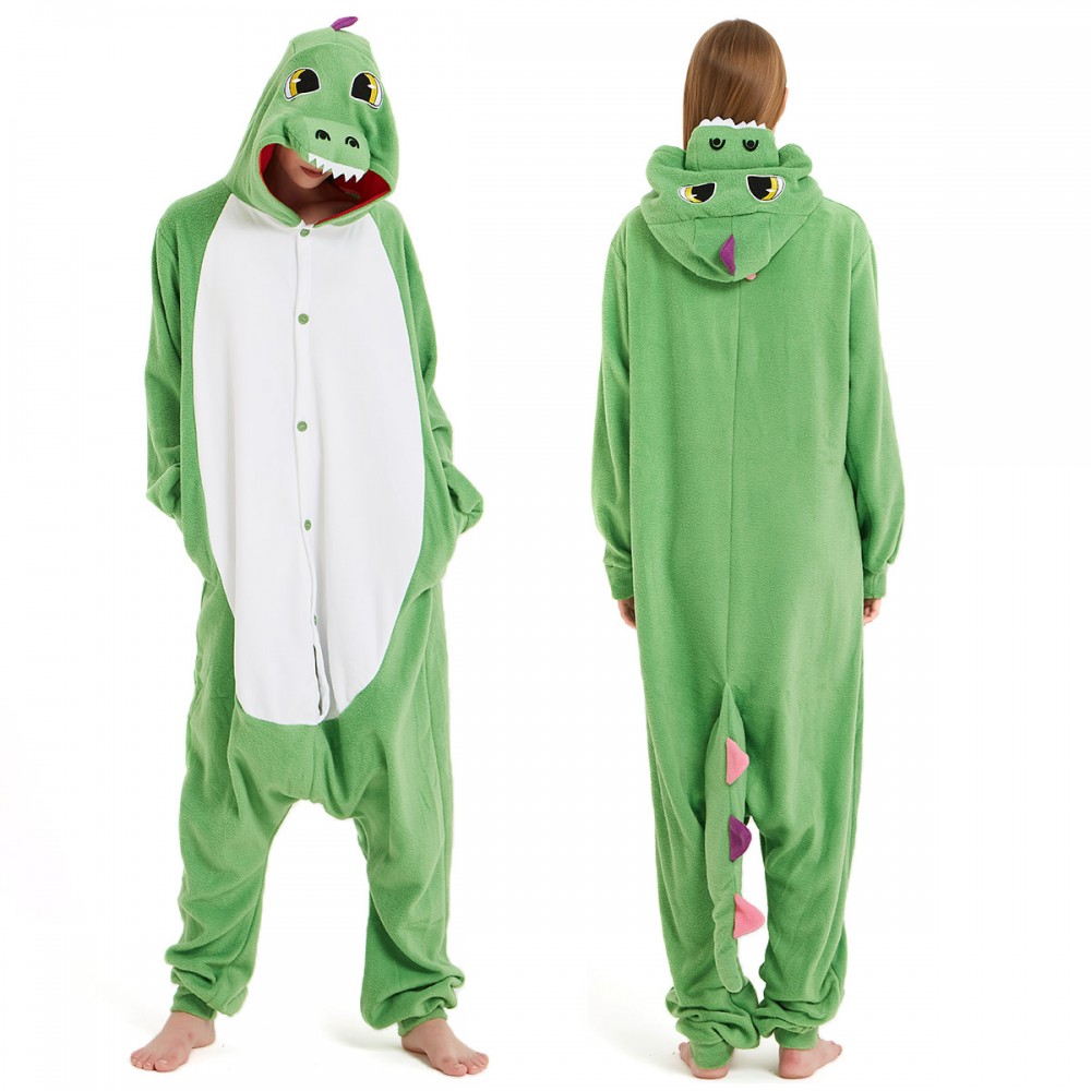 Green Dinosaur Onesie Pajamas for Adult & Teens Animal Onesies