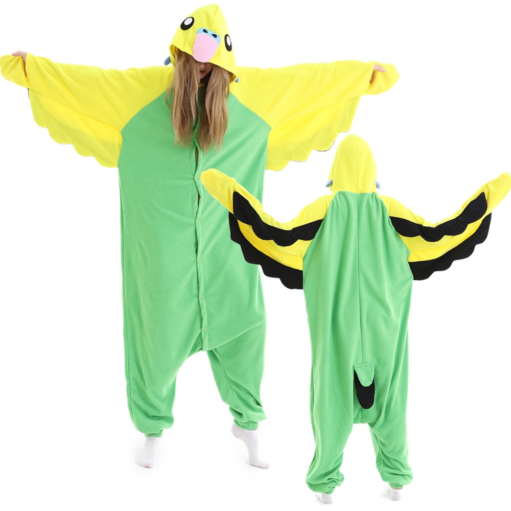 Green Parrot Onesie Pajamas for Adult & Teens Animal Onesies