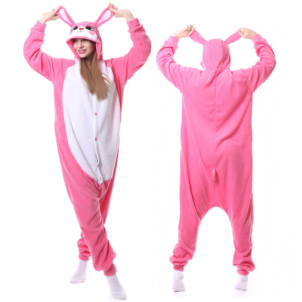 Pink Bunny Onesie Pajamas for Adult & Teens Animal Onesies