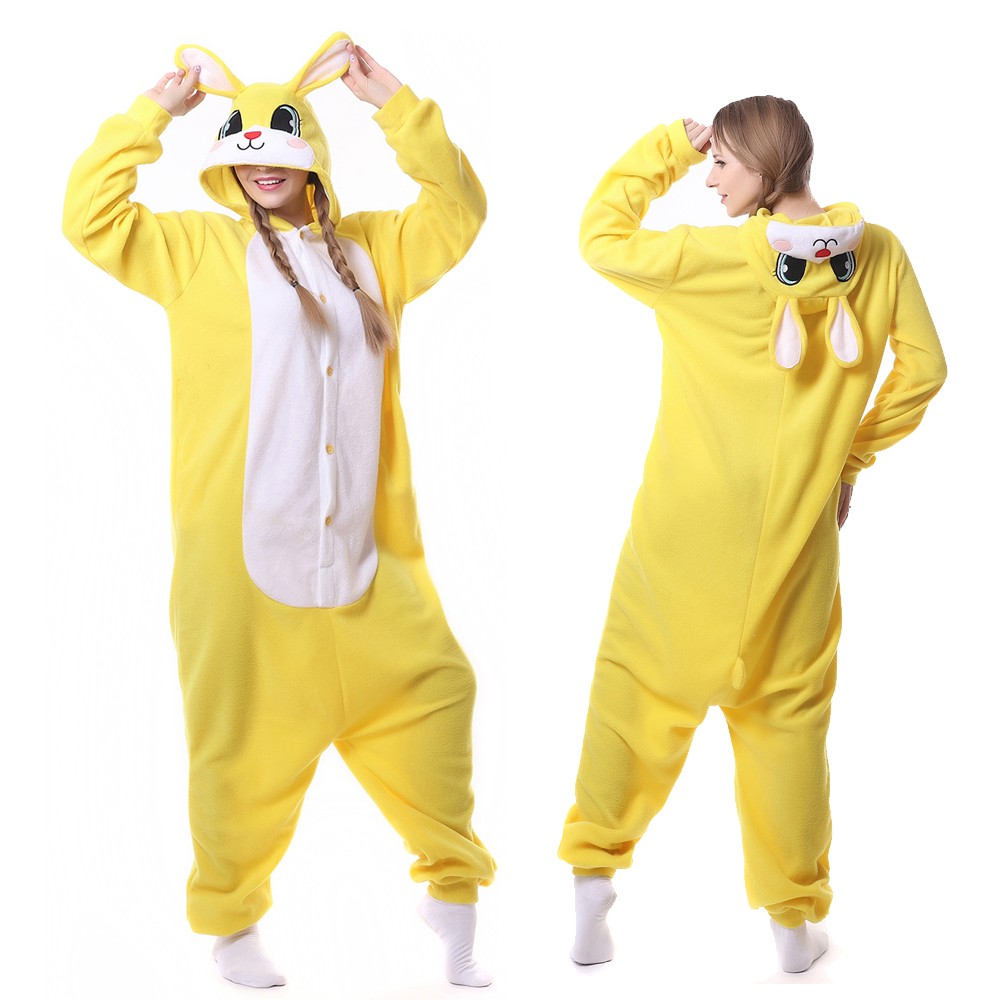 Yellow Bunny Onesie Pajamas for Adult & Teens Animal Onesies