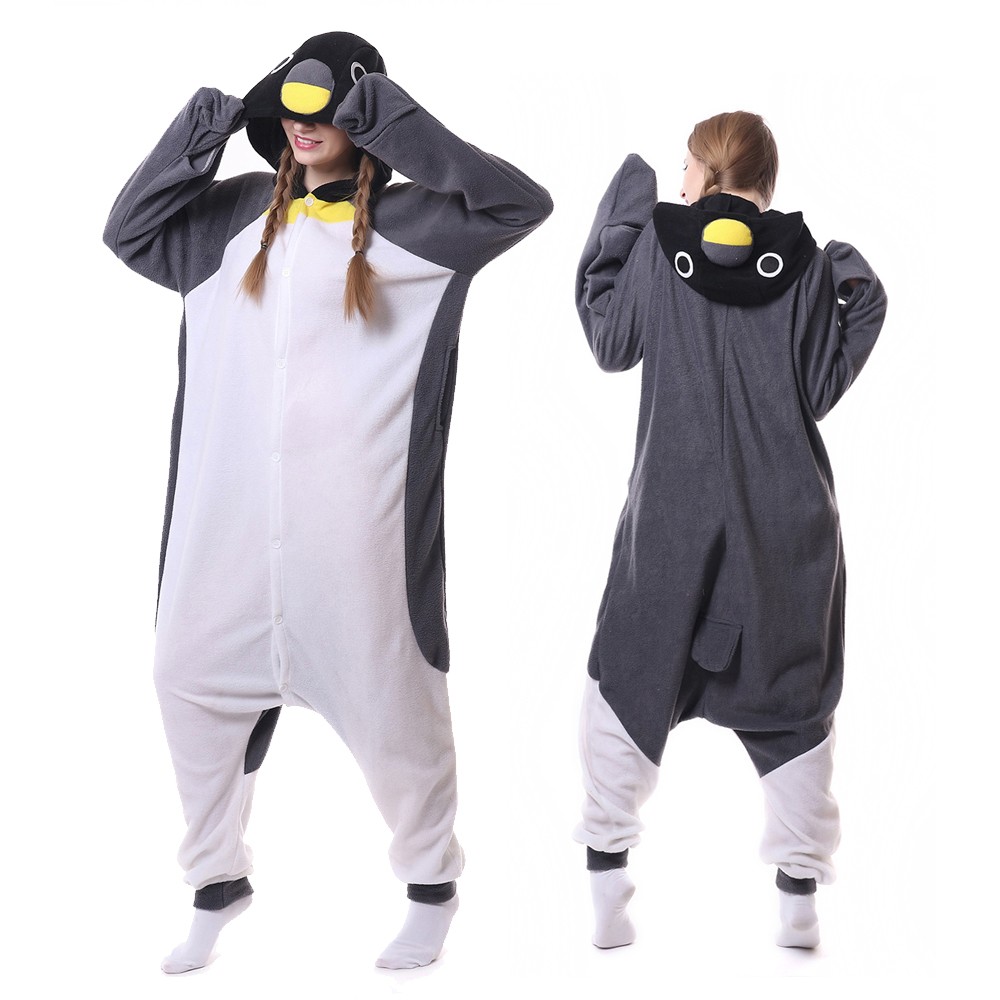 Gray Penguin Onesie Pajamas for Adult & Teens Animal Onesies