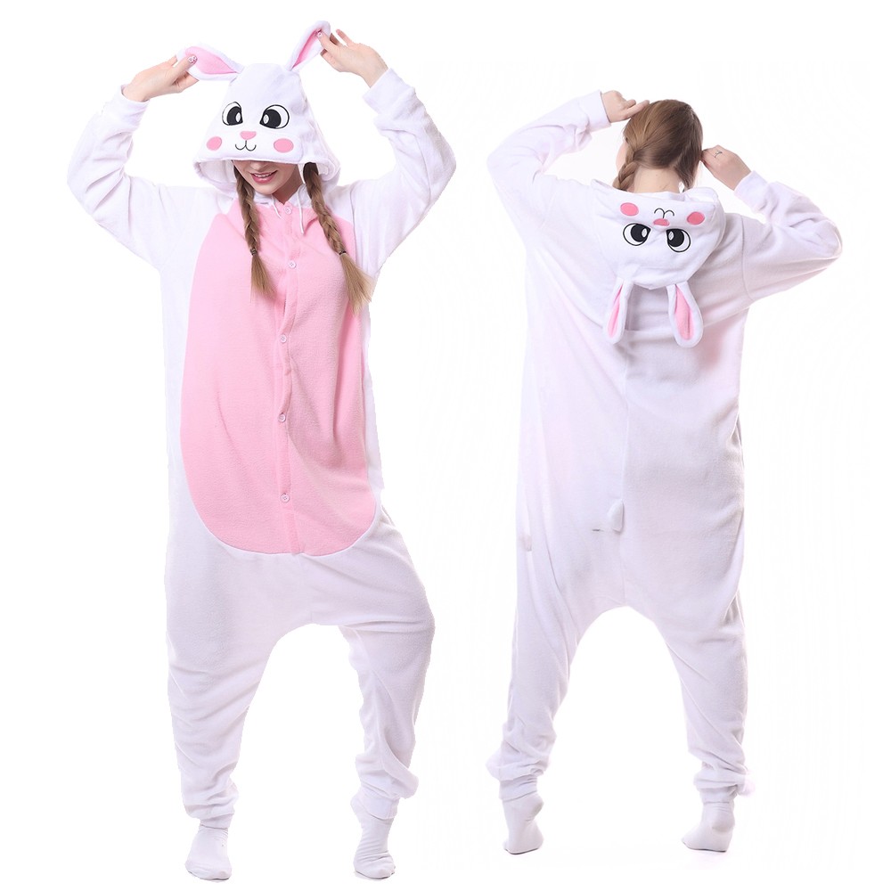 White Bunny Onesie Pajamas Animal Onesies for Adult & Teens