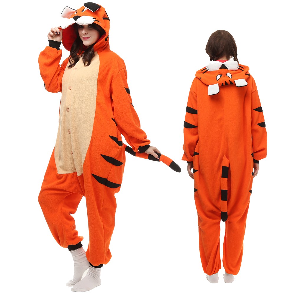 Orange Tiger Onesie Pajamas for Adult & Teens Animal Onesies