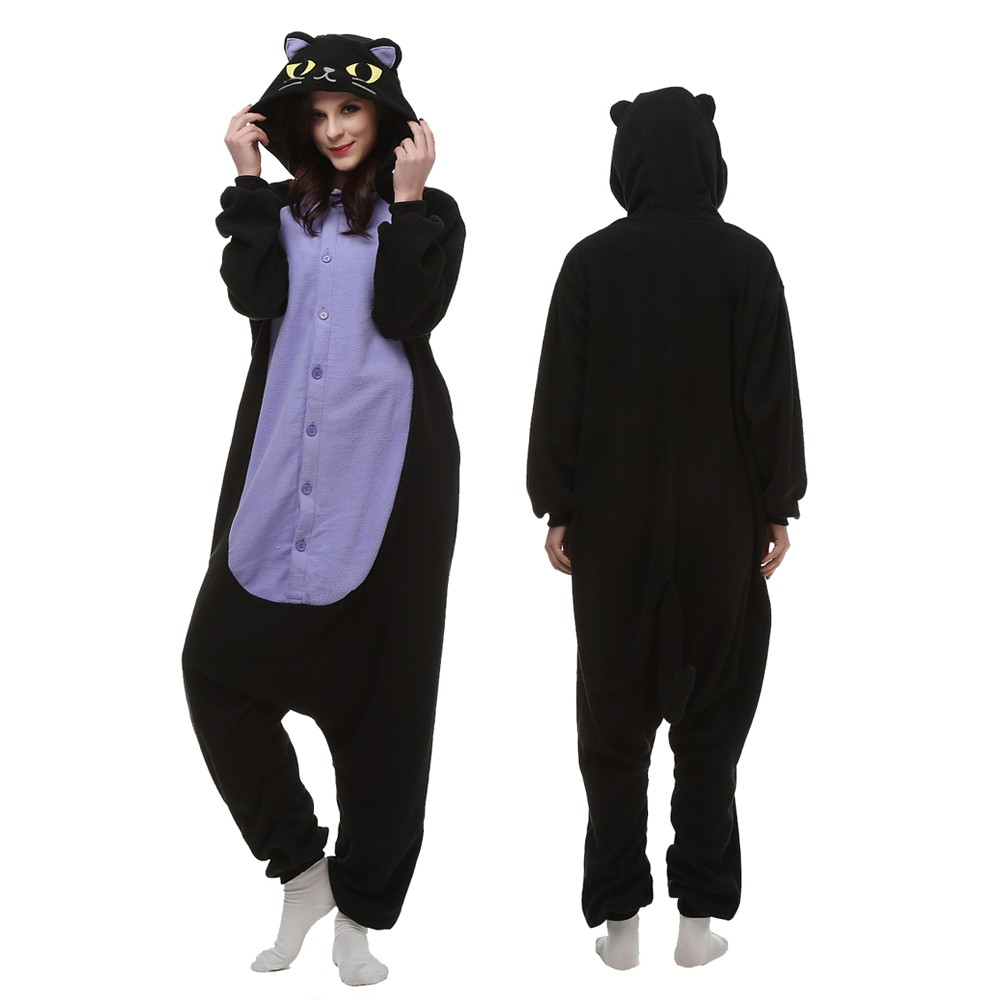 Midnight Cat Onesie Pajamas for Adult & Teens Animal Onesies