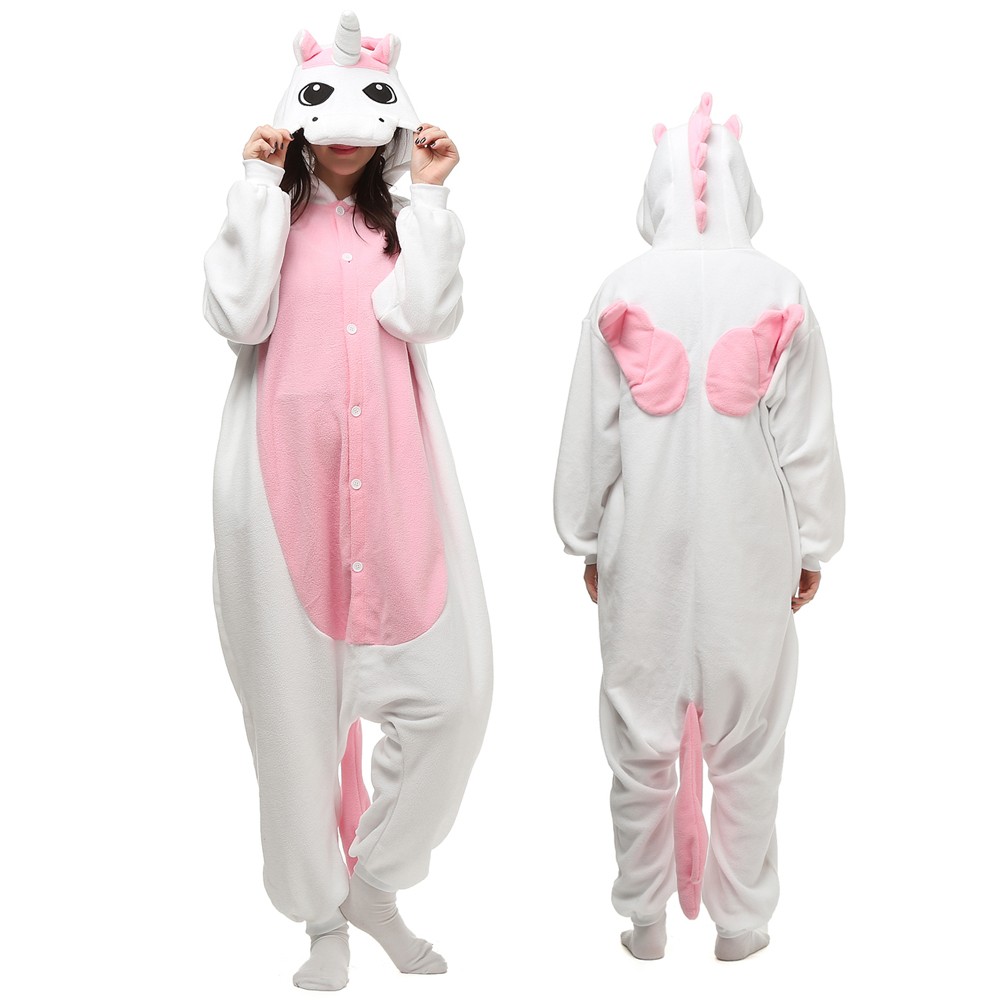 Pink Unicorn Onesie Pajamas with Wings Animal Onesies for Adult & Teens