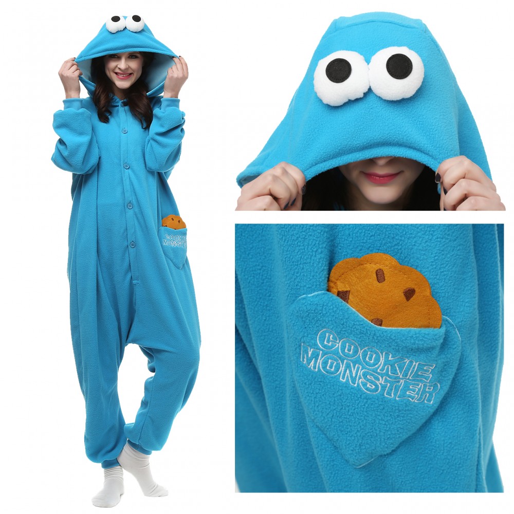 Cookie Monster Onesie Pajamas Animal Onesies for Adult & Teens