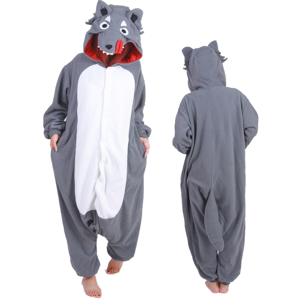 Gray Wolf Onesie Pajamas Animal Onesies for Adult & Teens