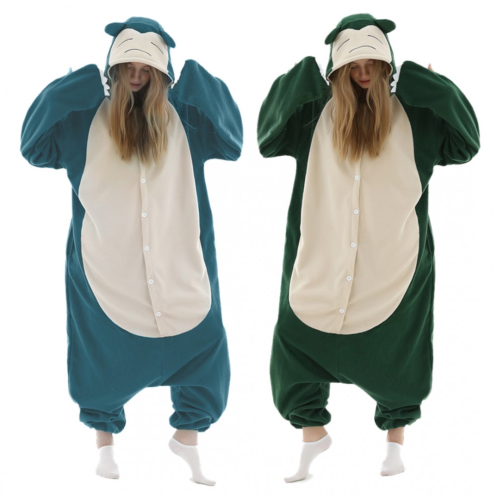 Green & Blue Snorlax Onesie Pajamas for Adult & Teens Animal Onesies