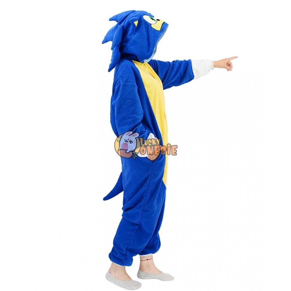 vavalad Adult Sonic Tails Onesie Pajamas Cosplay Animal Homewear Sleepwear Jumpsuit Costume for Women Men 