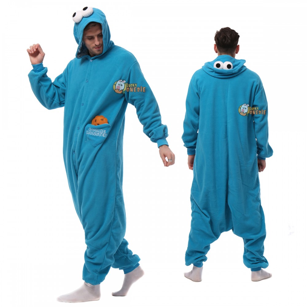 Cookie Monster Adult Onesie Pajamas Halloween Costumes
