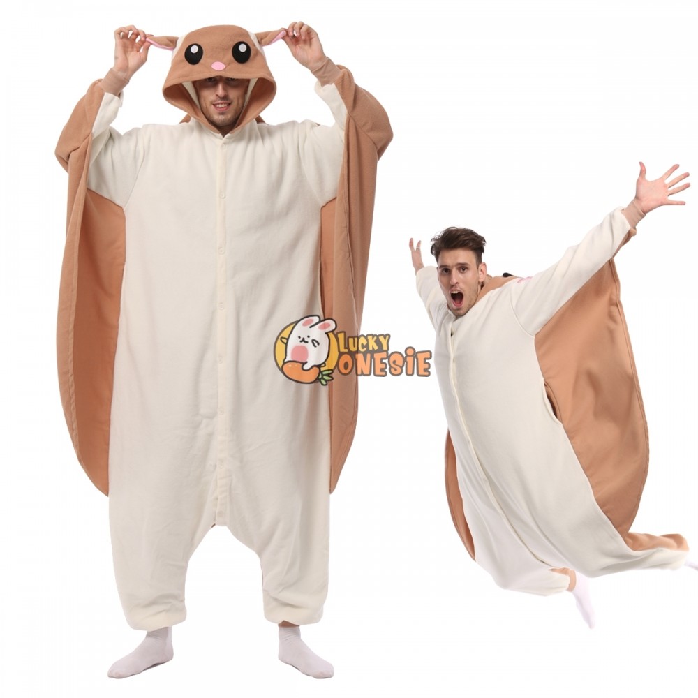 Plus Size Flying Squirrel Onesie Pajamas Men & Women Halloween Costumes Outfit XXL
