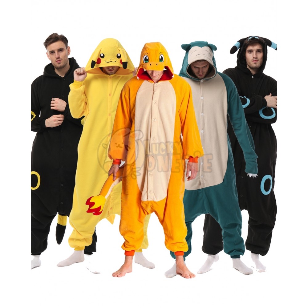 Womens and Mens Onesie Pajamas Pikachu Snorlax Charmander Umbreon Costume