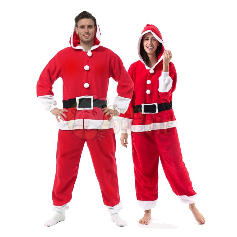 Womens & Mens Santa Claus Onesie Pajamas Christmas Costume