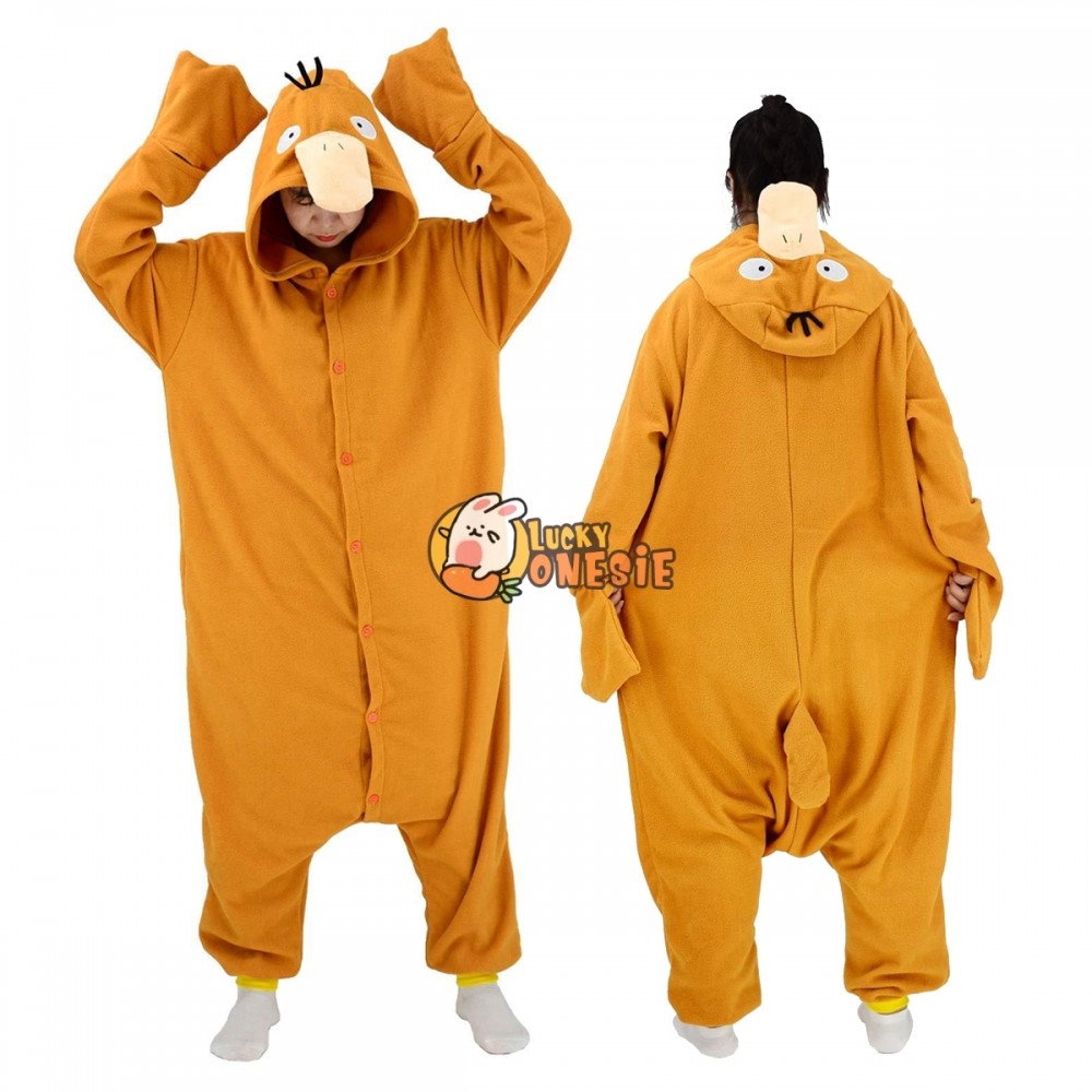 Psyduck Onesie Pajamas for Adults Cute Easy Halloween Costume Outfit