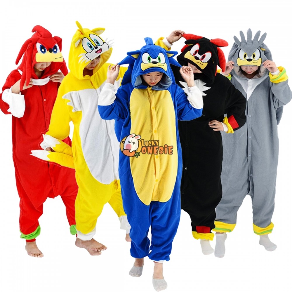Sonic & Tails & Shadow & Knuckles the Echidna & Silver the Hedgehog Onesie Group Halloween Costumes