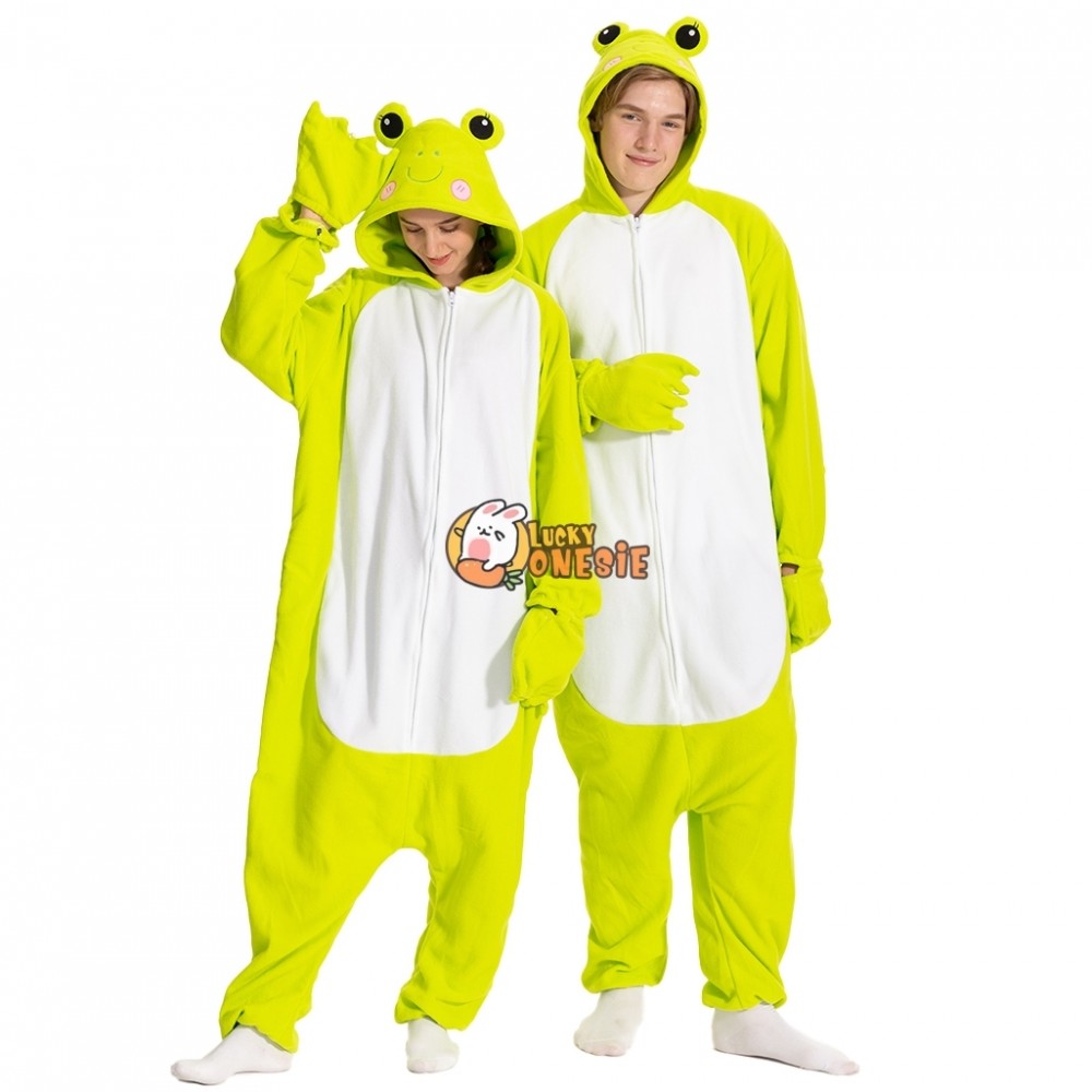 Frog Onesie Pajamas Easy Cute Couple Halloween Costumes Adult Animal Onesies