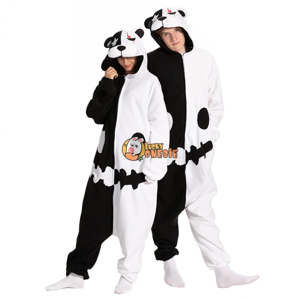 Monokuma Onesie Pajamas Easy Cute Couple Halloween Costumes Danganronpa Cosplay
