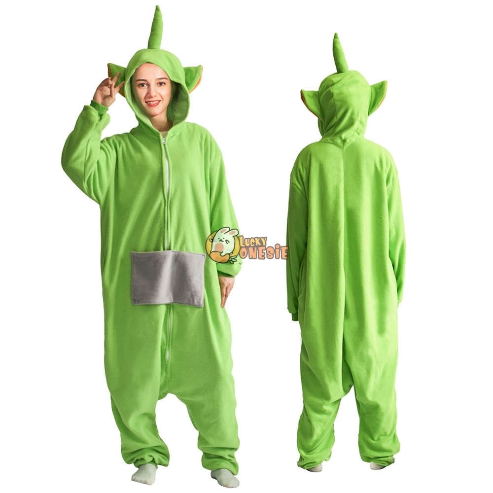 Dipsy Halloween Costume for Adult Green Teletubby Onesie Pajamas Outfit