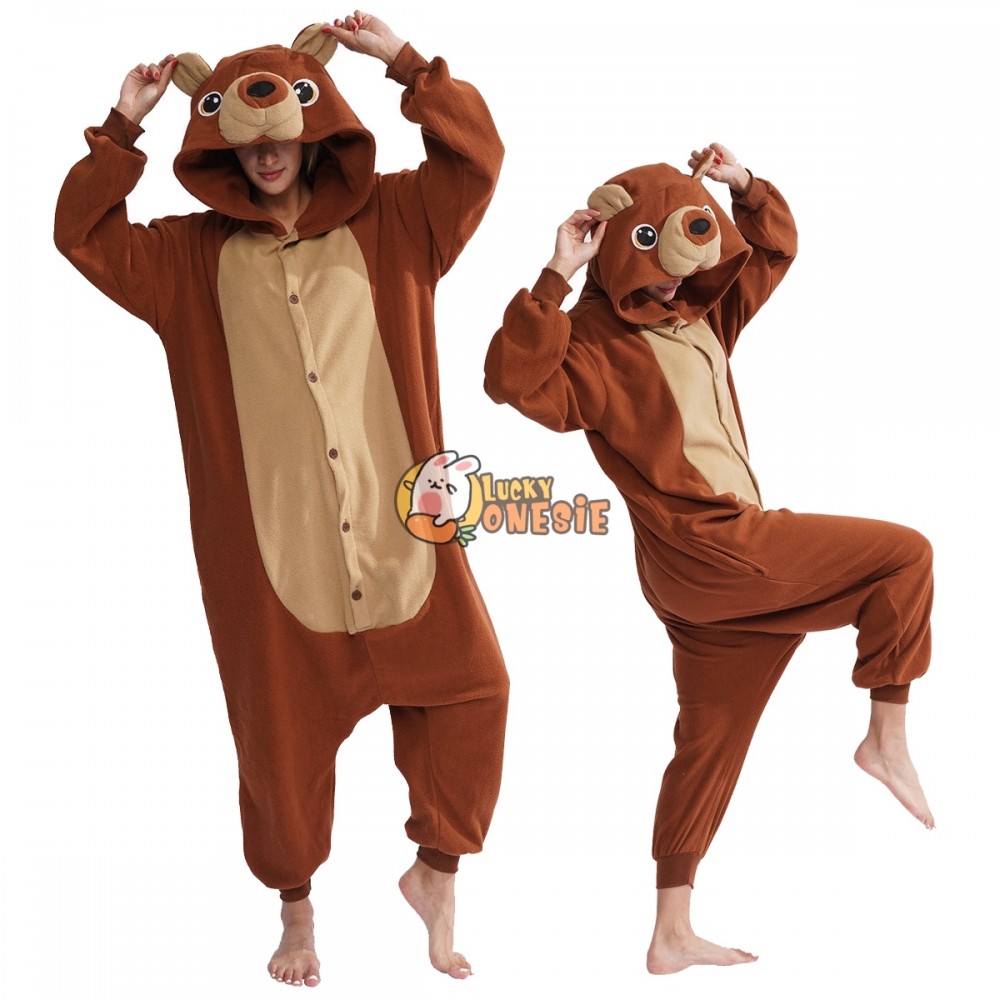 Teddy Bear Onesie for Adults Cute Brown Bear Halloween Costume